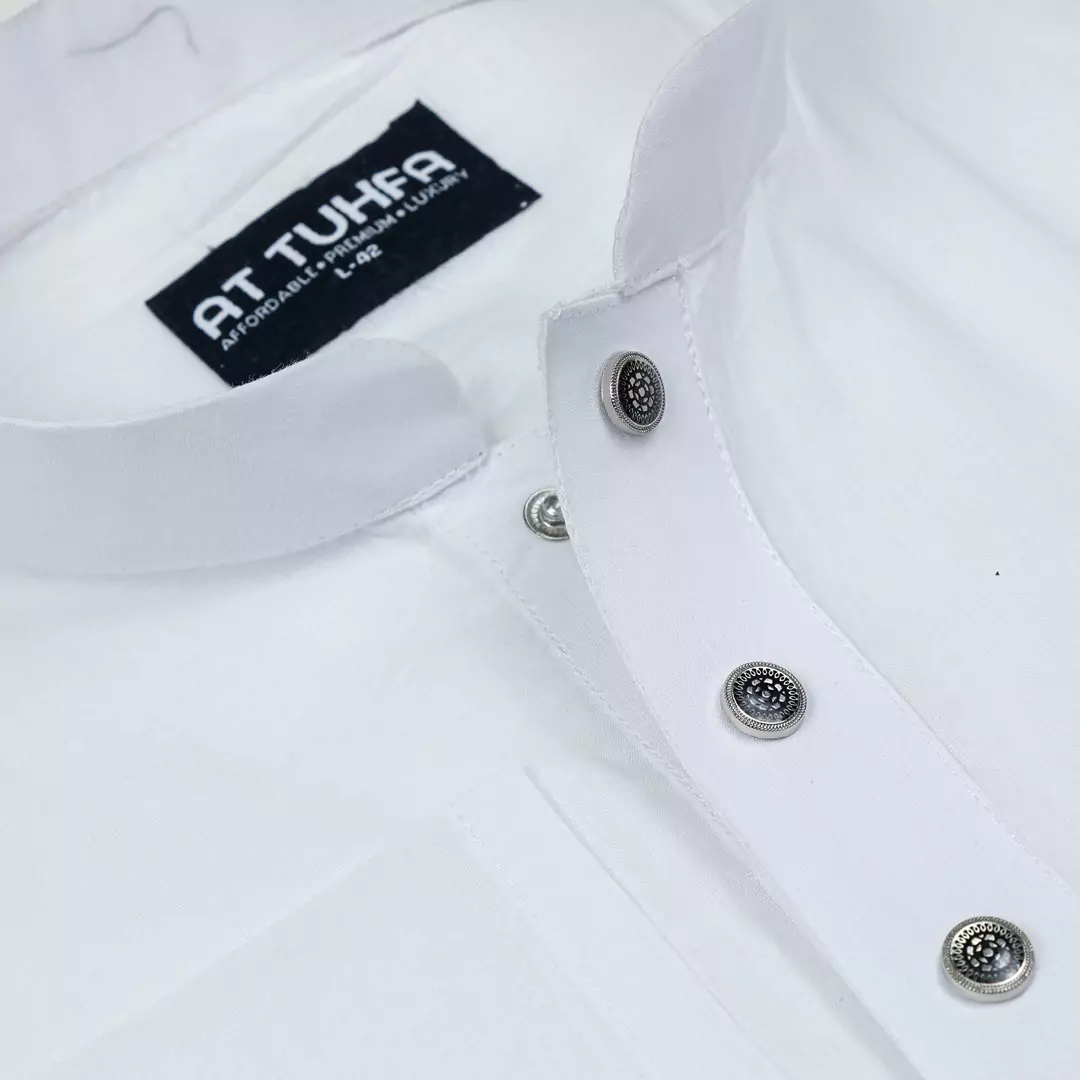 সাদা আদি ধুতি পাঞ্জাবি - Image 2