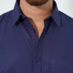Oxford Cotton Shirt - Navy Blue - Image 2